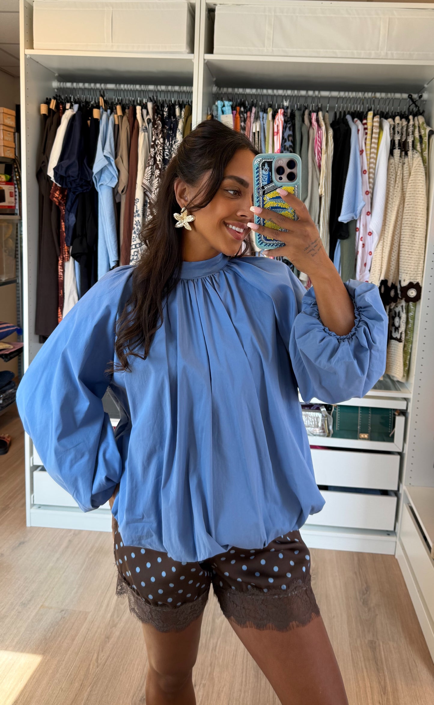 Ballon blouse blauw