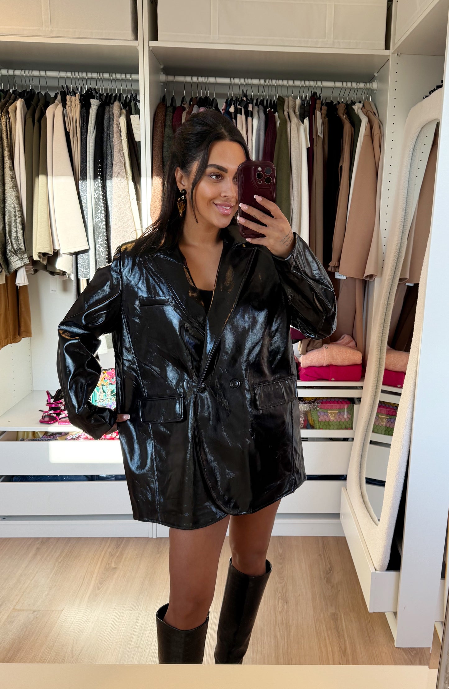 Oversized lak blazer black