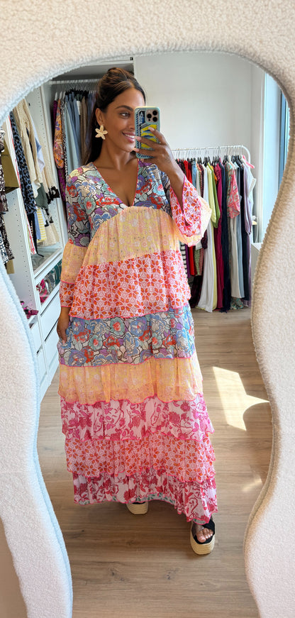 Maxi ruffle dress multi
