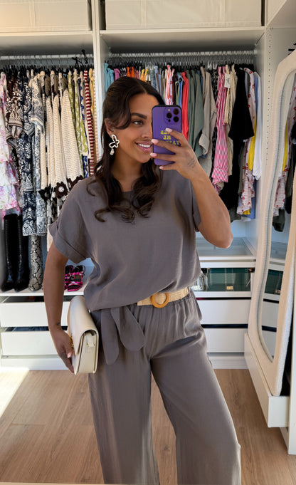 Tess tweedelig pak choco taupe