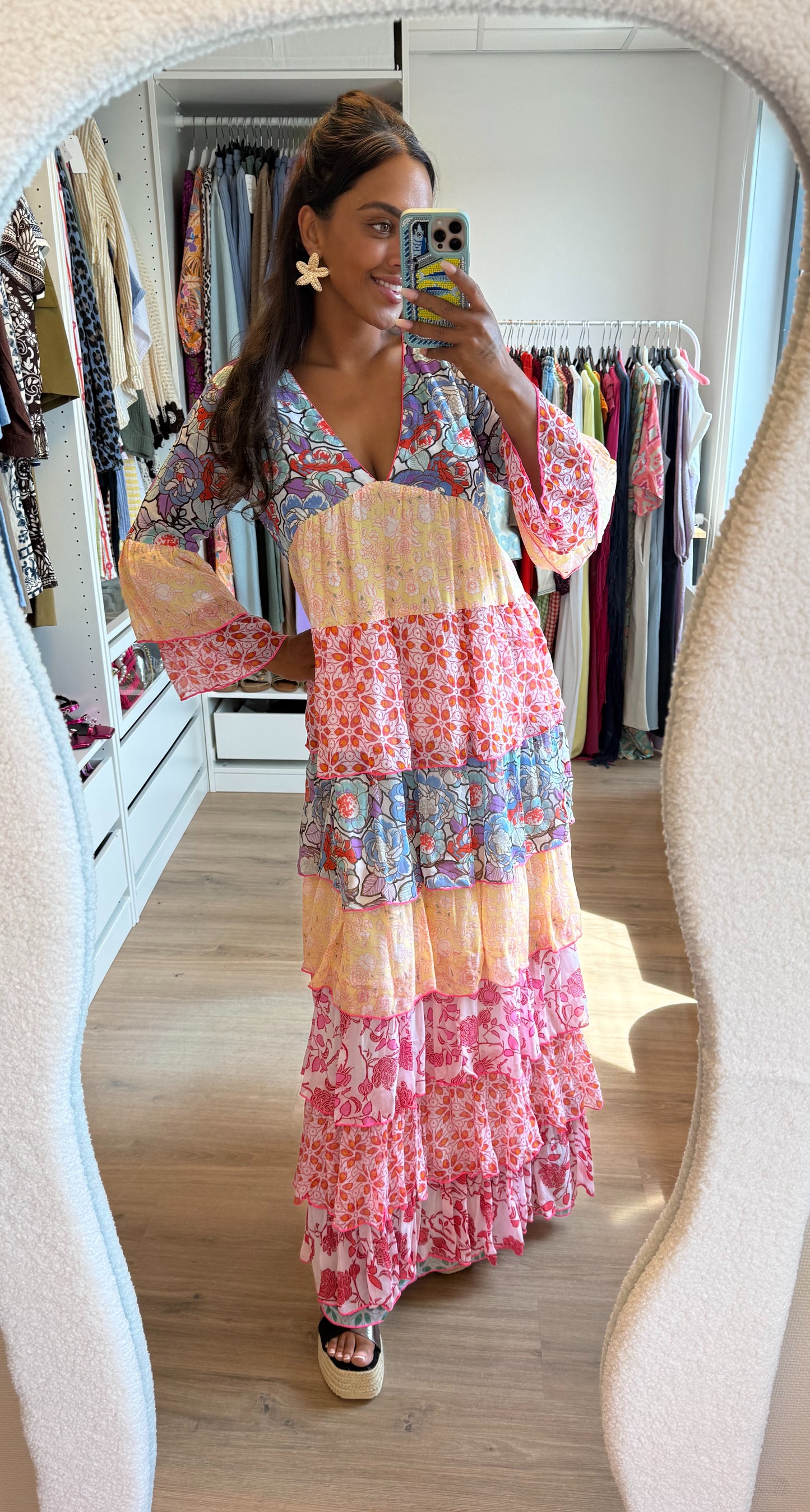 Maxi ruffle dress multi