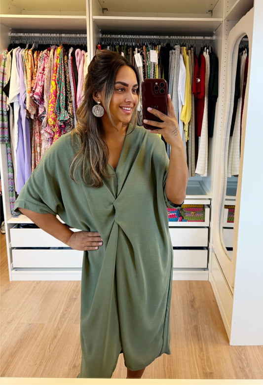 Kayla knot dress army