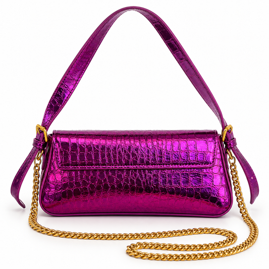 Schoudertas metallic paars