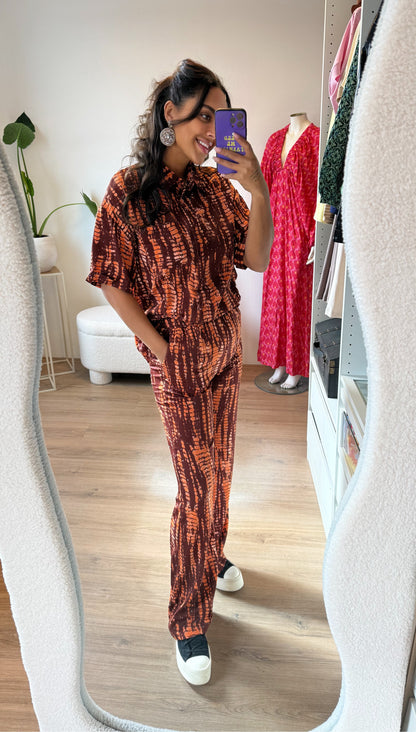 Amélie tweedelige set met print en strass