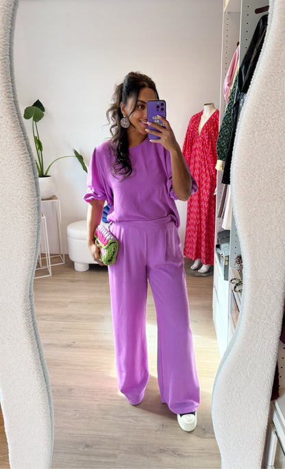 Olivia gevlochten tas lime & pink