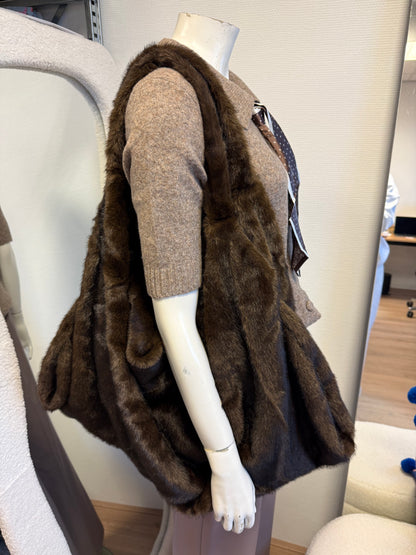 Faux fur slouchy tas XL choco bruin
