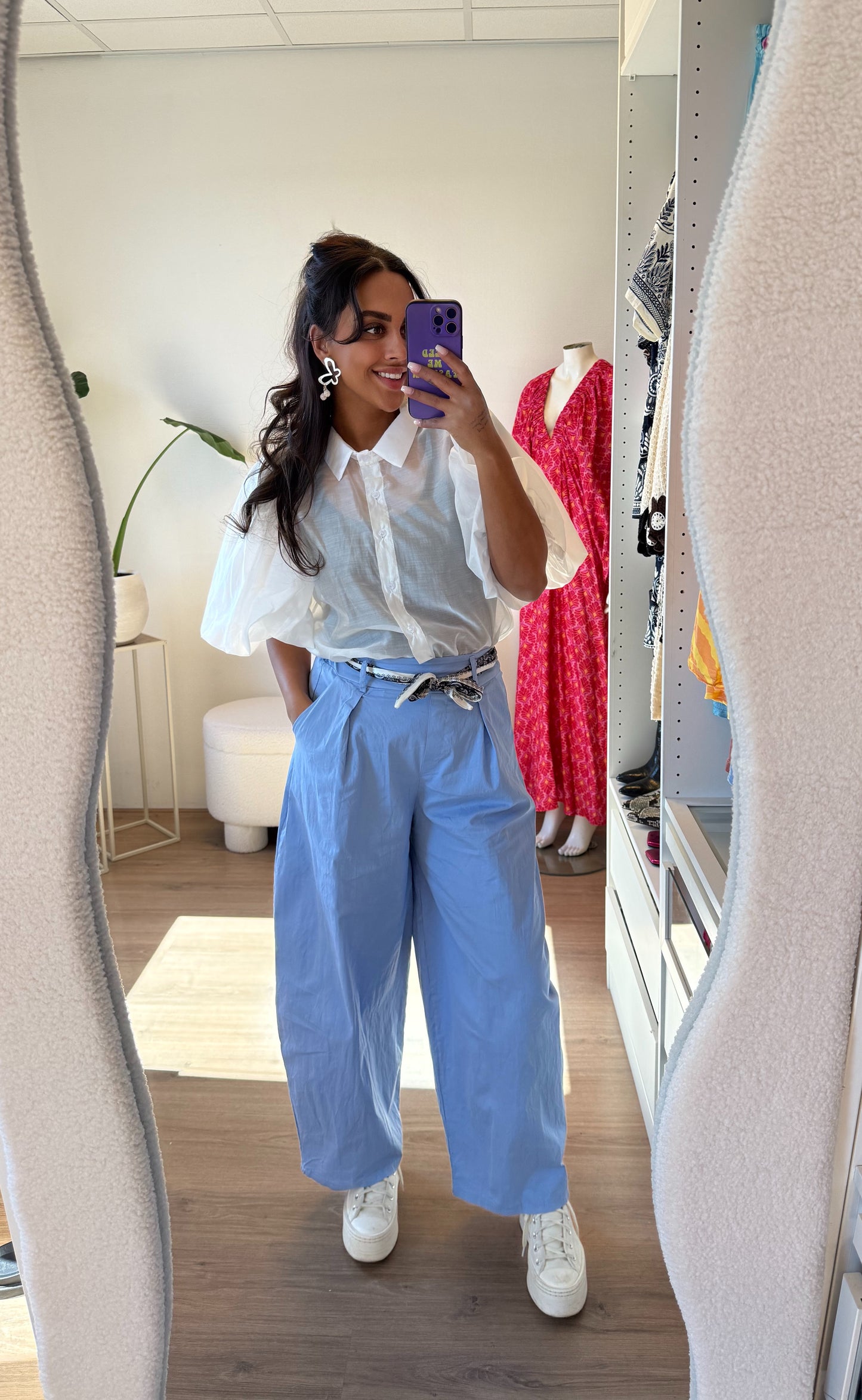 Ballonbroek met sjaal ceintuur blauw
