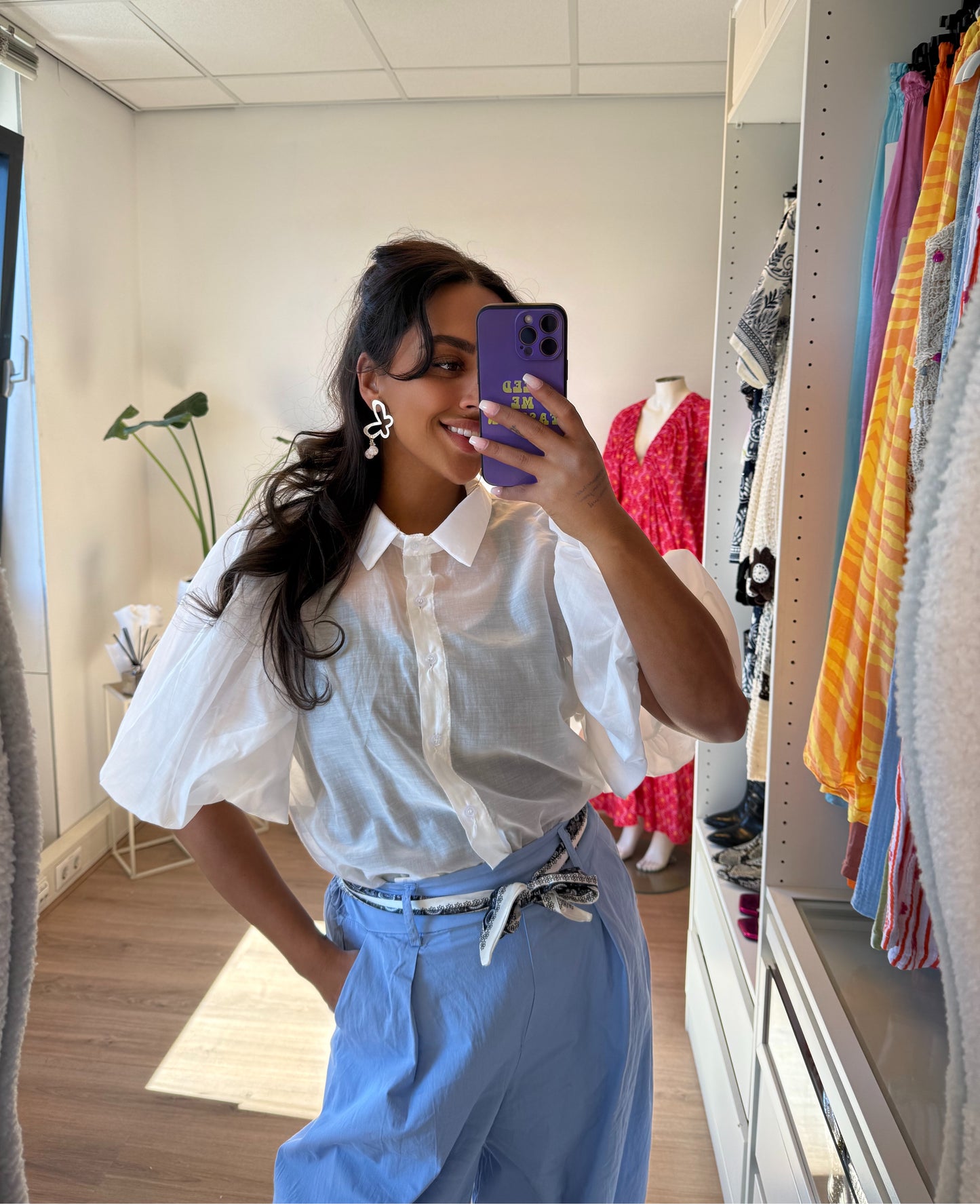 Ballonbroek met sjaal ceintuur blauw