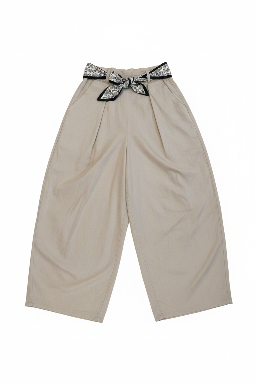 Ballonbroek met sjaal ceintuur beige