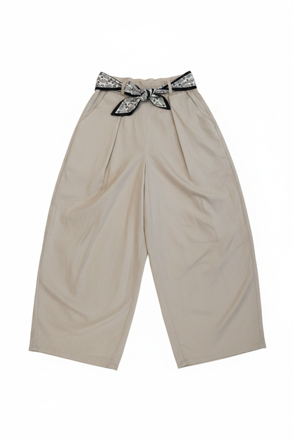 Ballonbroek met sjaal ceintuur beige