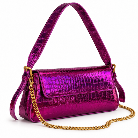 Schoudertas metallic paars