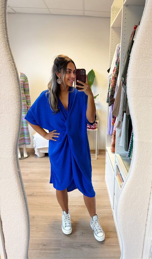 Kayla knot dress kobalt