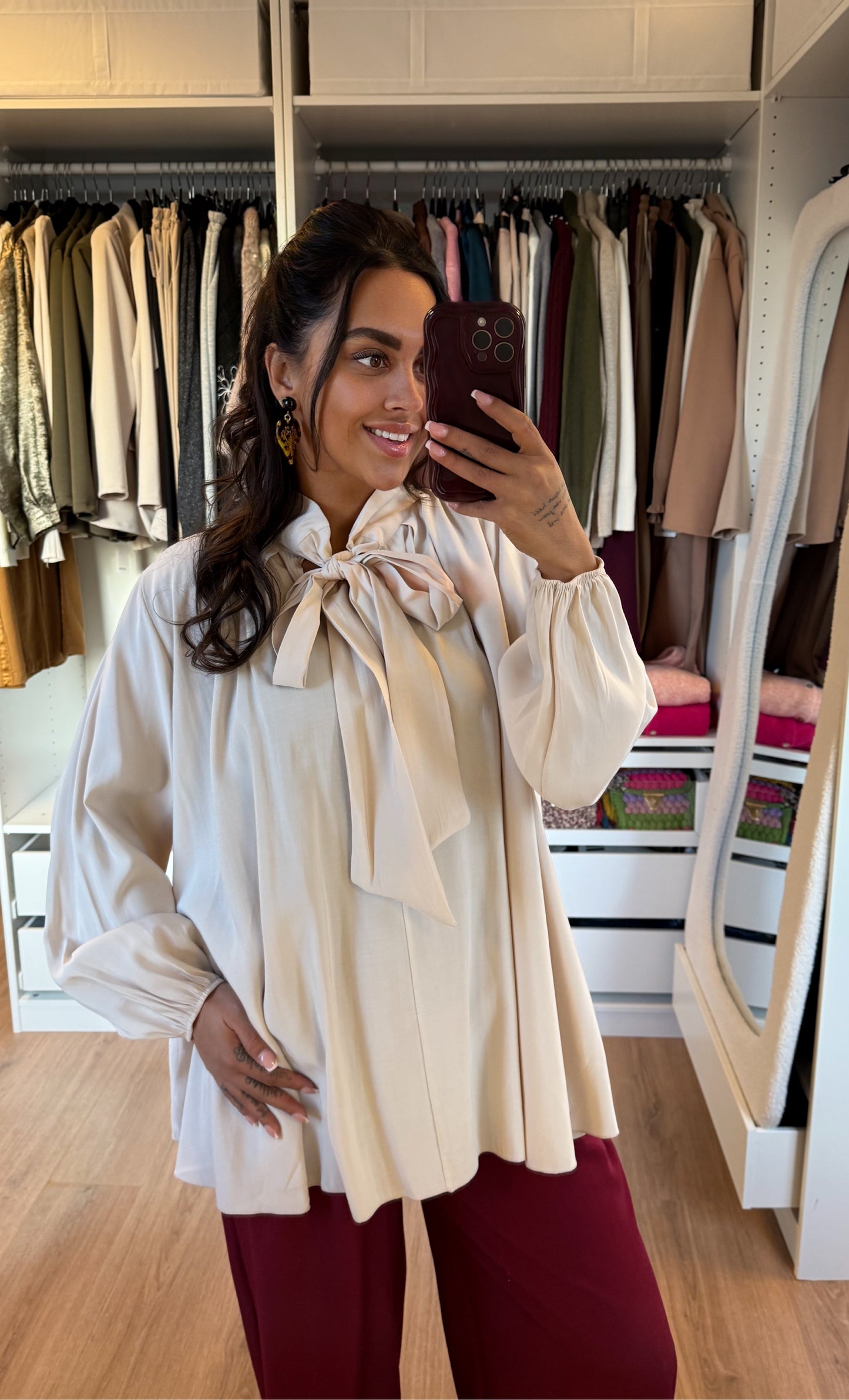 Strik blouse beige