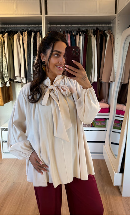Strik blouse beige