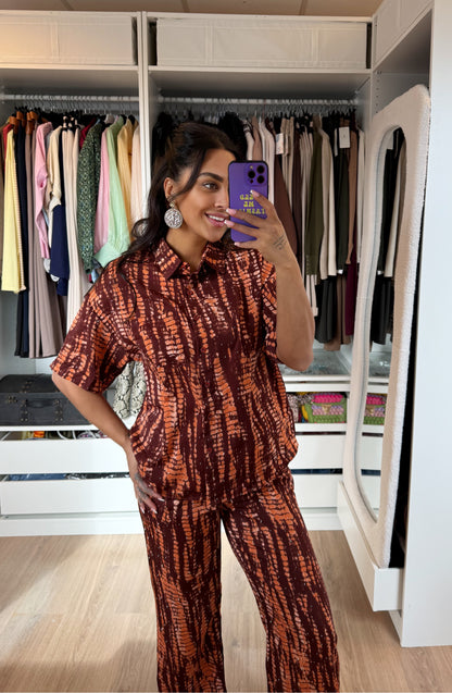 Amélie tweedelige set met print en strass