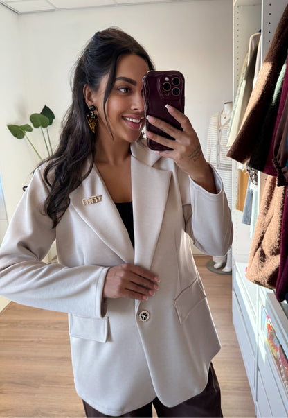 Bowie brooch blazer beige