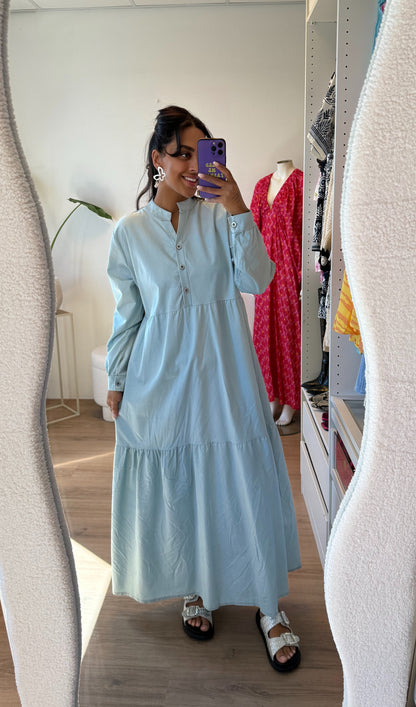 Maxi denim jurk lichtblauw