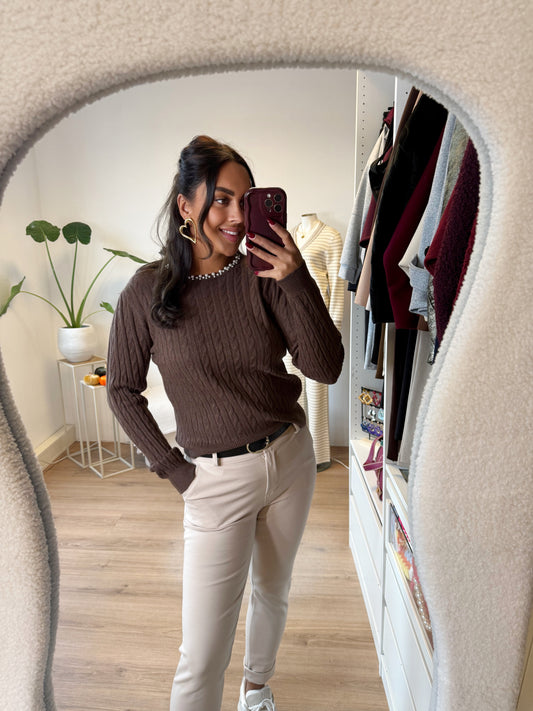 Pearl braided knit choco