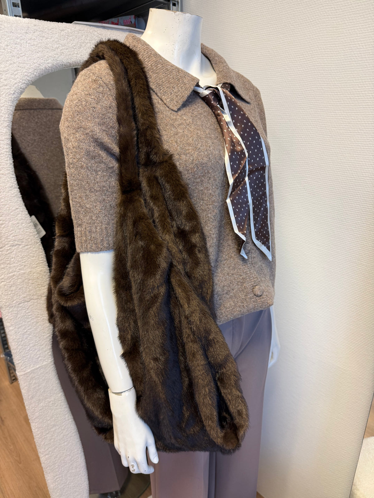 Faux fur slouchy tas XL choco bruin