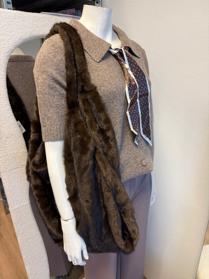 Faux fur slouchy tas XL choco bruin
