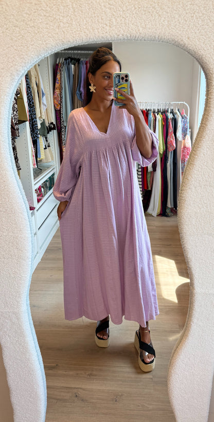 Mousseline maxi jurk lila