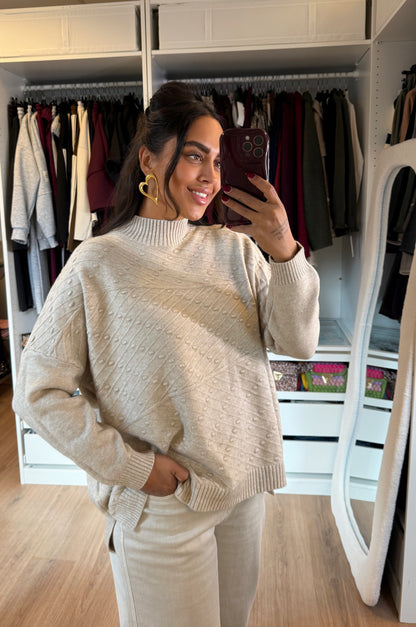 Noor knitted print col beige