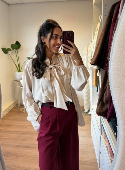 Strik blouse beige