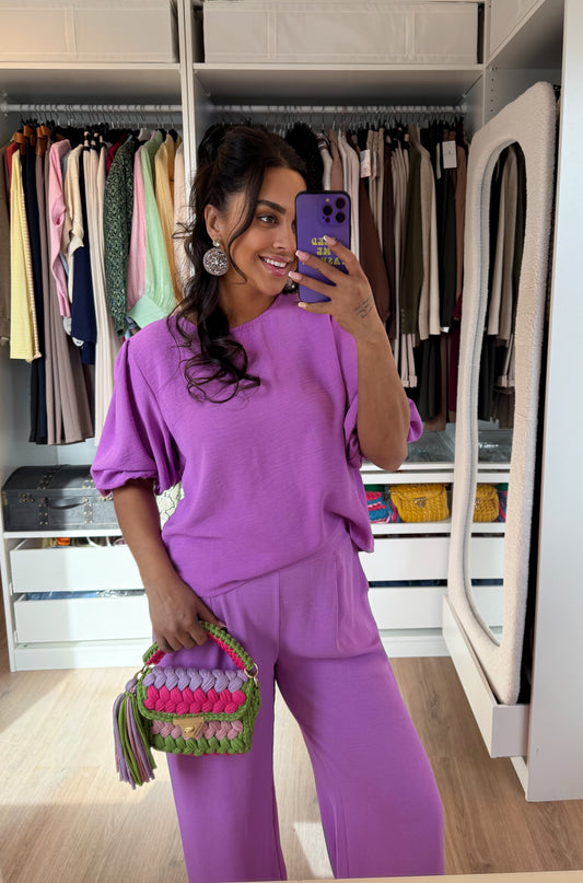 Olivia gevlochten tas lime & pink