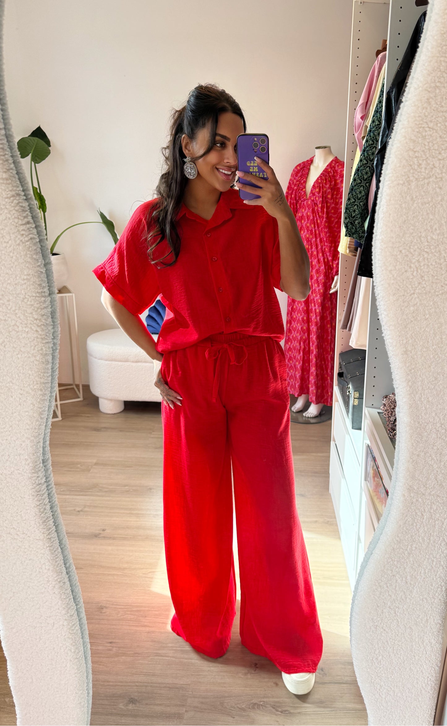 Tiffany tweedelige linnen set rood