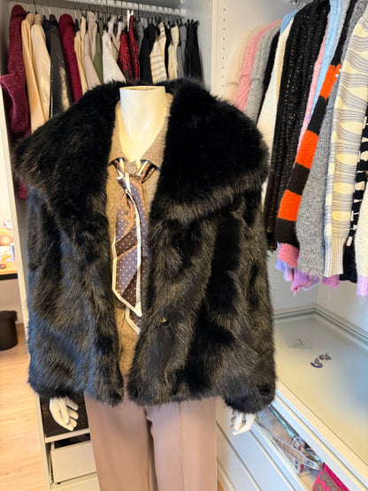 Faux fur jas zwart
