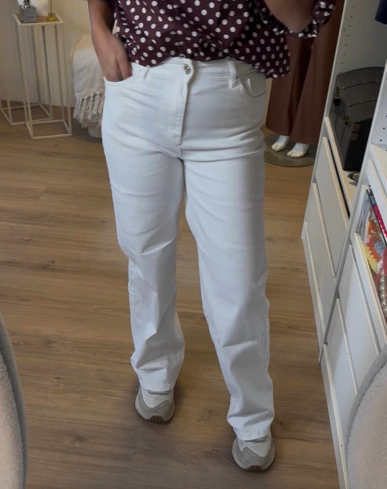 Jeans straight fit wide leg wit