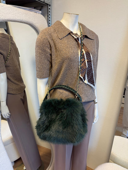 Faux fur tas rond model groen
