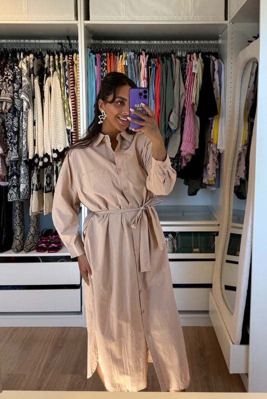 Maxi blousejurk beige