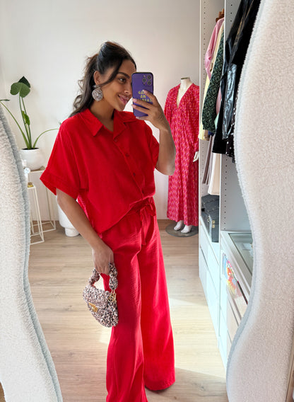 Tiffany tweedelige linnen set rood