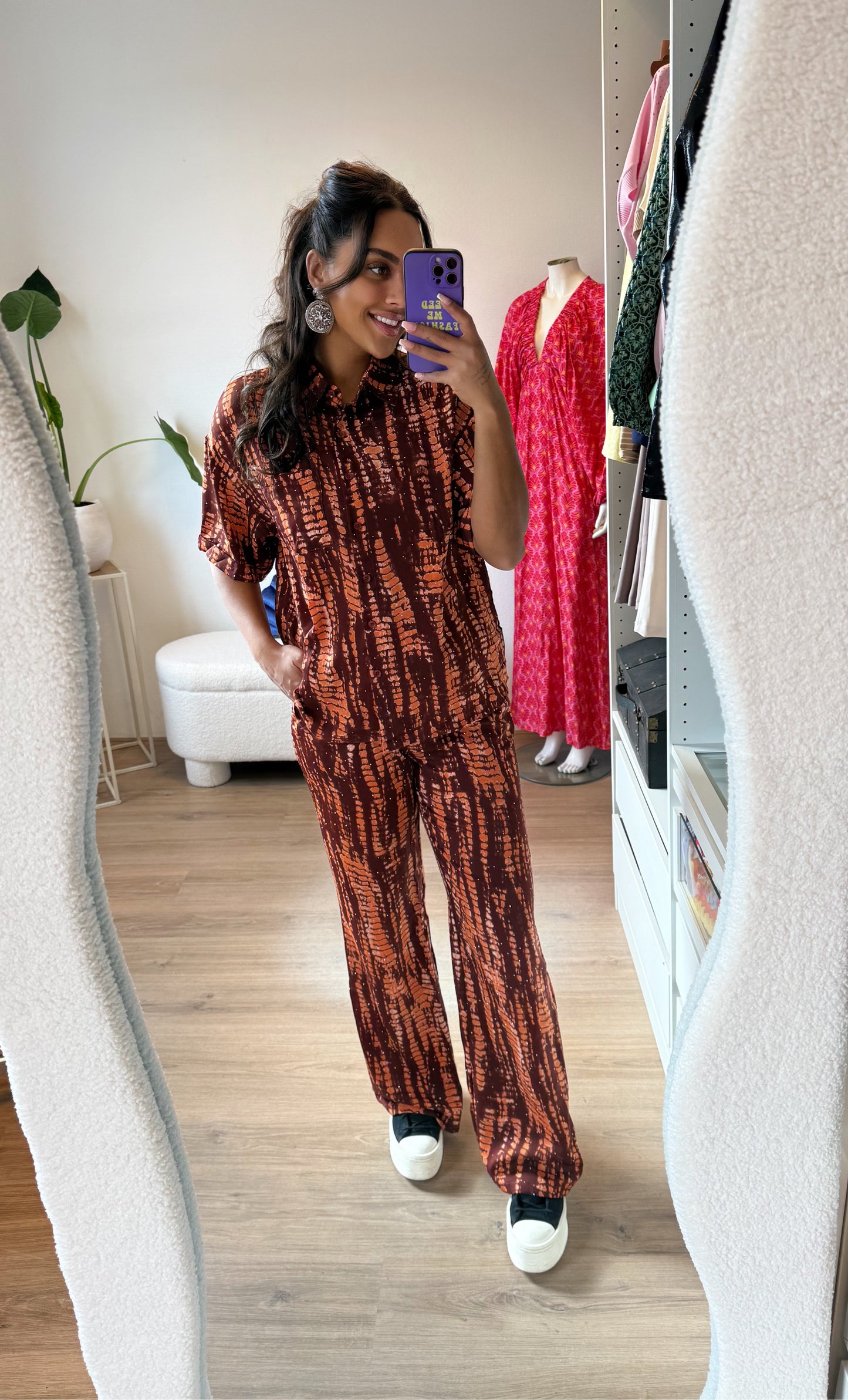 Amélie tweedelige set met print en strass