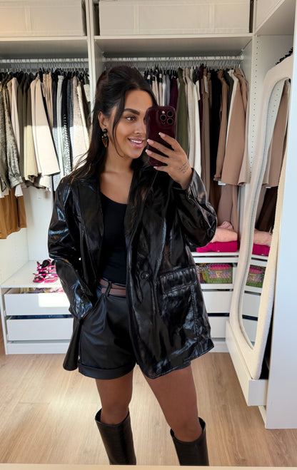 Oversized lak blazer black