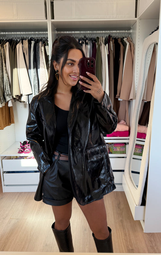 Oversized lak blazer black