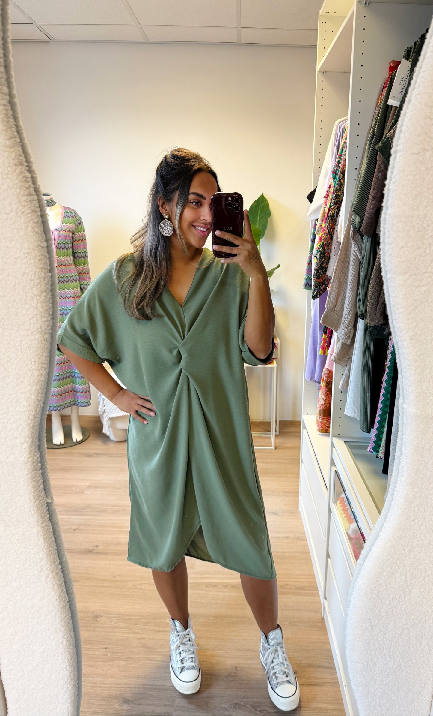 Kayla knot dress army