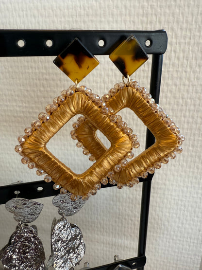 Oorbellen vierkant goud