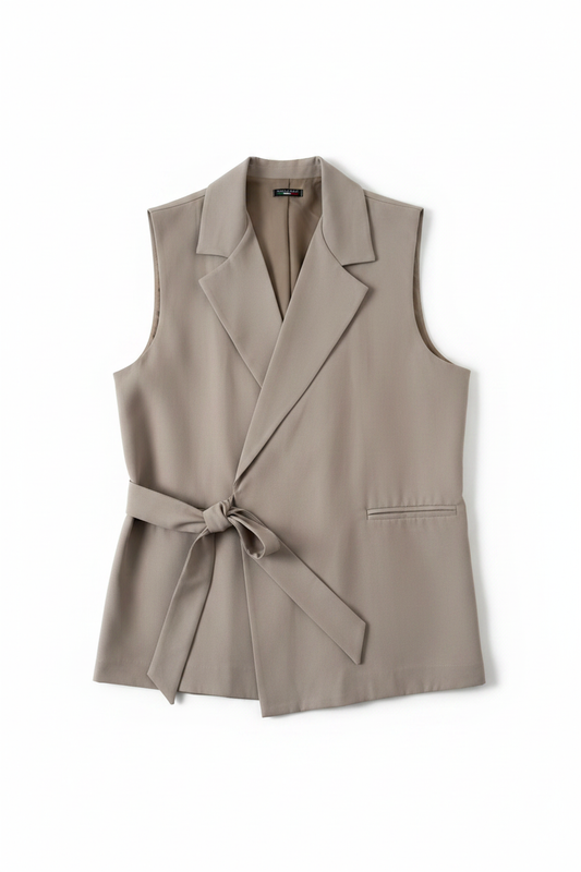 Charlotte bow gilet taupe