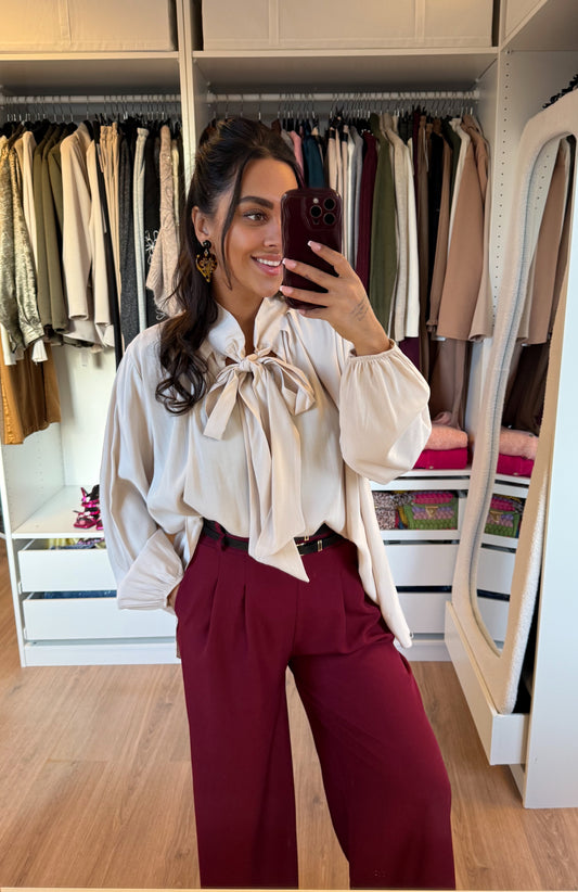 Strik blouse beige