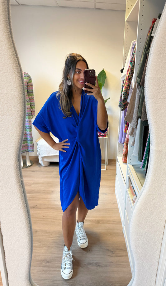 Kayla knot dress kobalt