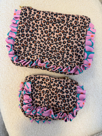 Make-up tas / portemonnee panterprint klein of groot