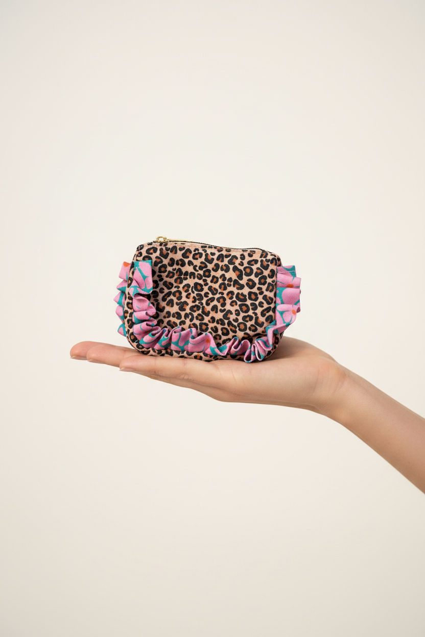 Make-up tas / portemonnee panterprint klein of groot
