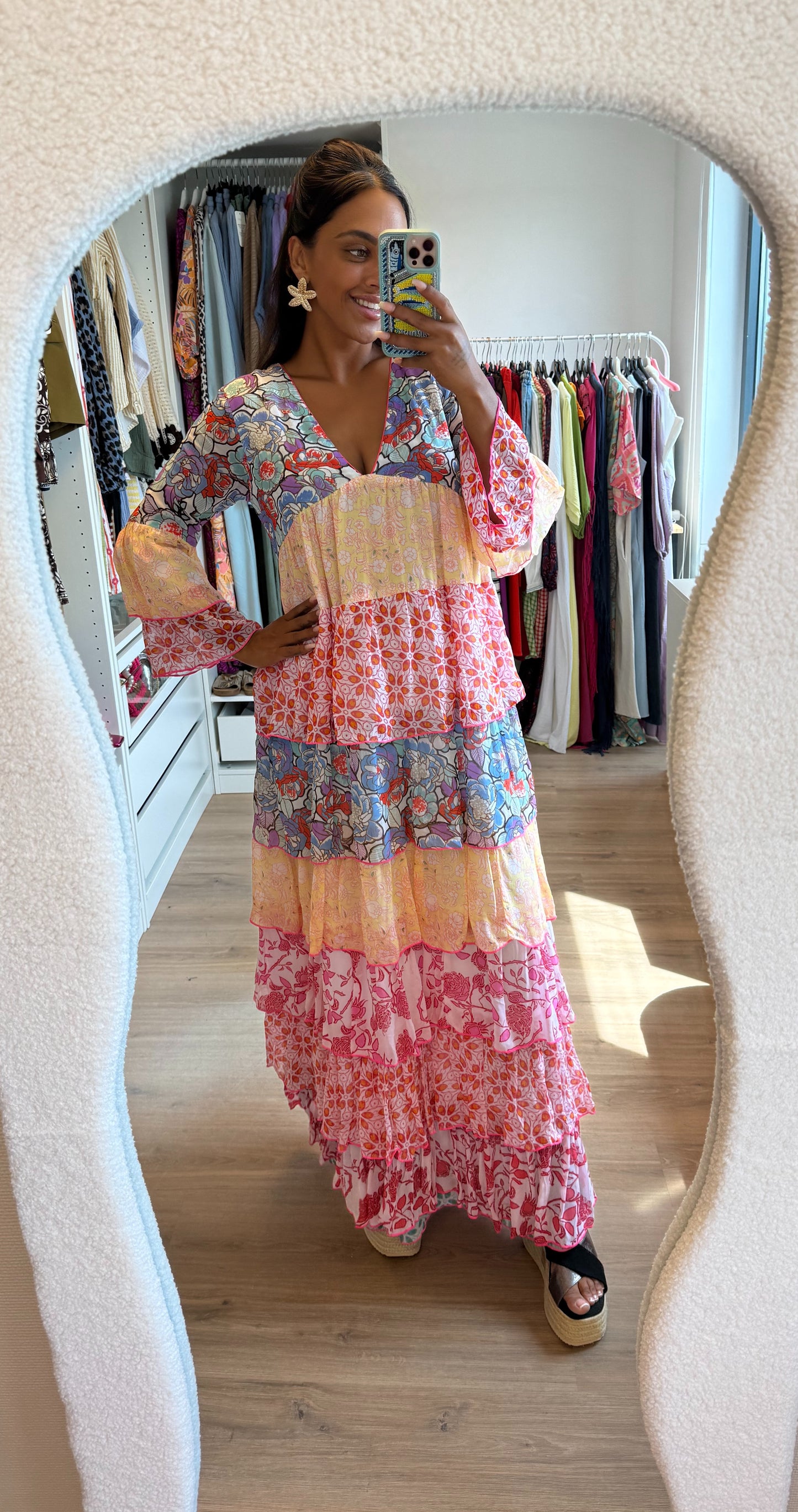 Maxi ruffle dress multi