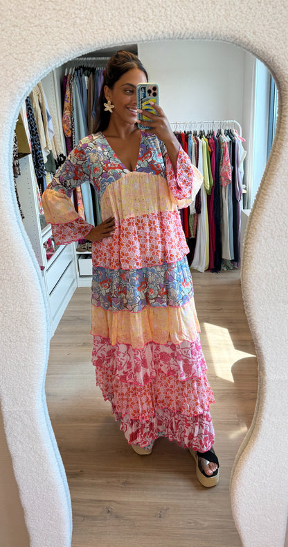 Maxi ruffle dress multi
