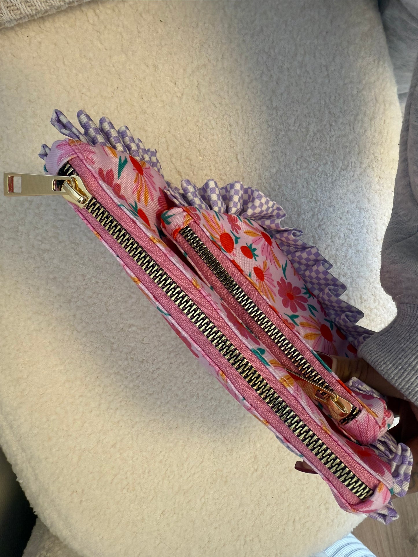 Make-up tas / portemonnee bloemenprint klein of groot