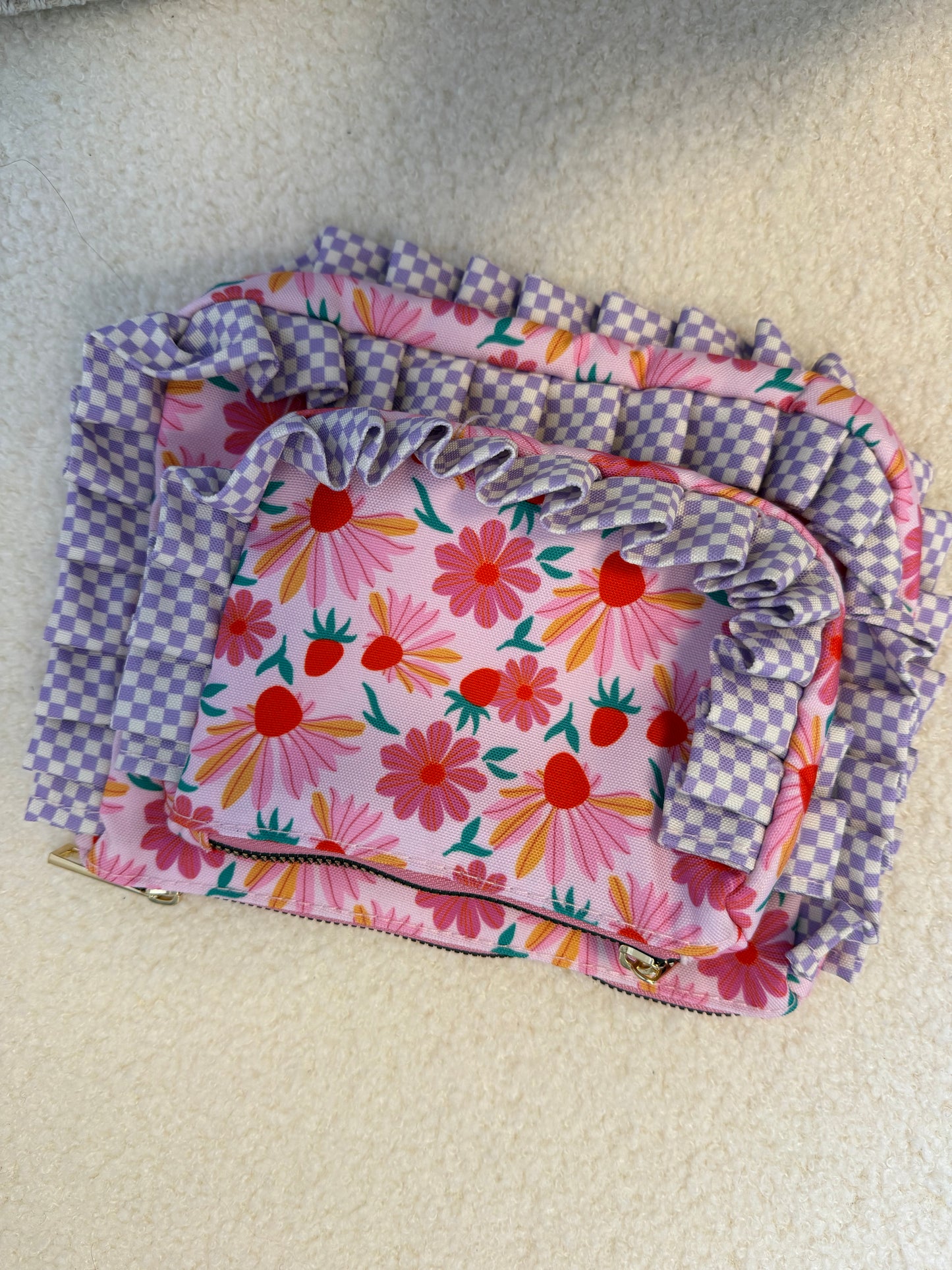 Make-up tas / portemonnee bloemenprint klein of groot