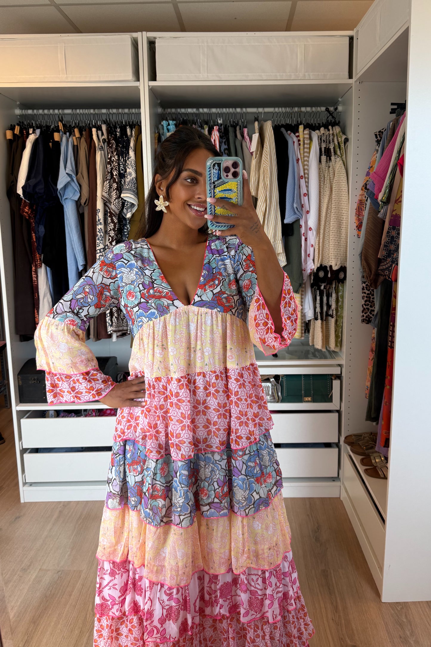 Maxi ruffle dress multi