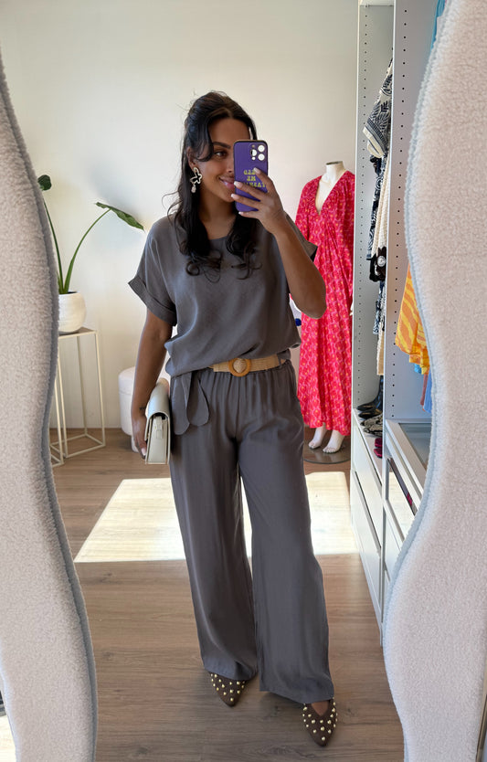 Tess tweedelig pak choco taupe